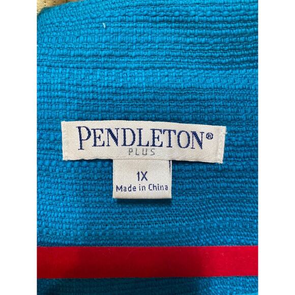 Pendleton Plus Womens 1x Turquoise Cotton Blazer - Picture 9 of 9